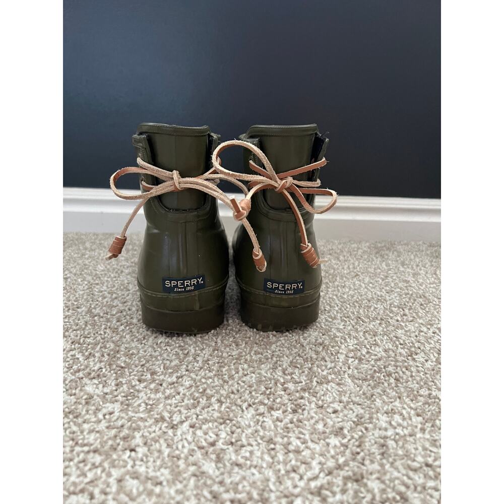 Sperry Olive Green Waterproof Rain Boots Women’s Size 10 Duck Boot Cottagecore
